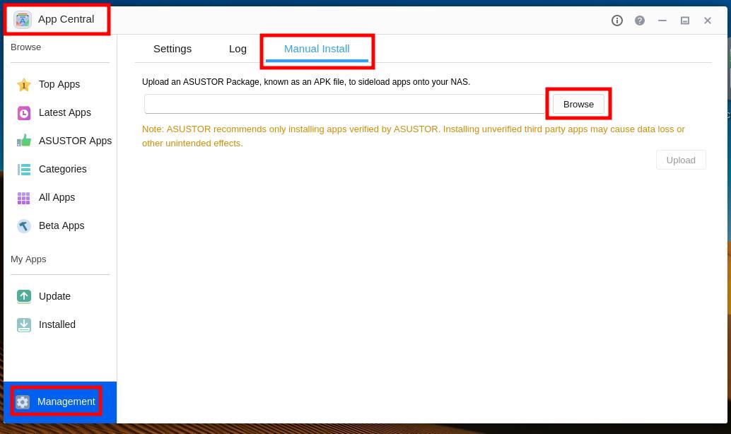 Screenshot of AppCentral